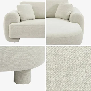 Right Corner Sofa Zenio 3 Seater Grey Fabric Round Legs Contemporary Design