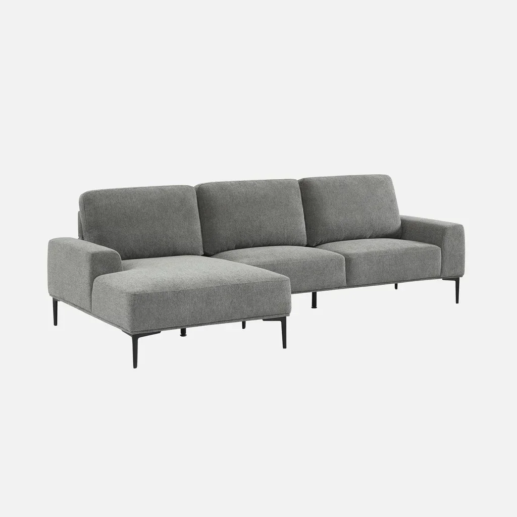 Left corner sofa 3 seater fabric chaise lounge contemporary