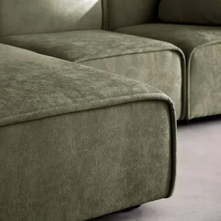 Sofá de canto esquerdo 3 lugares tecido contemporâneo chaise longue