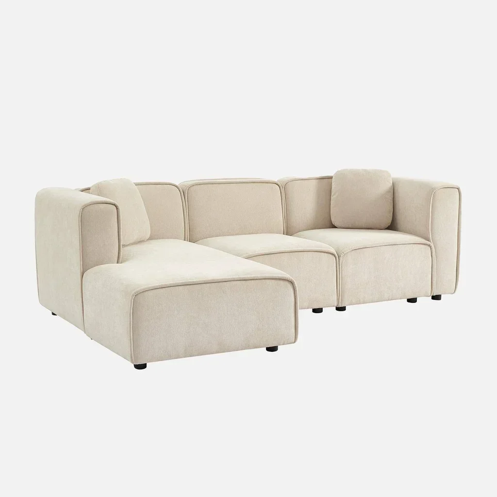 Left-hand corner sofa 3 seater contemporary fabric chaise lounge