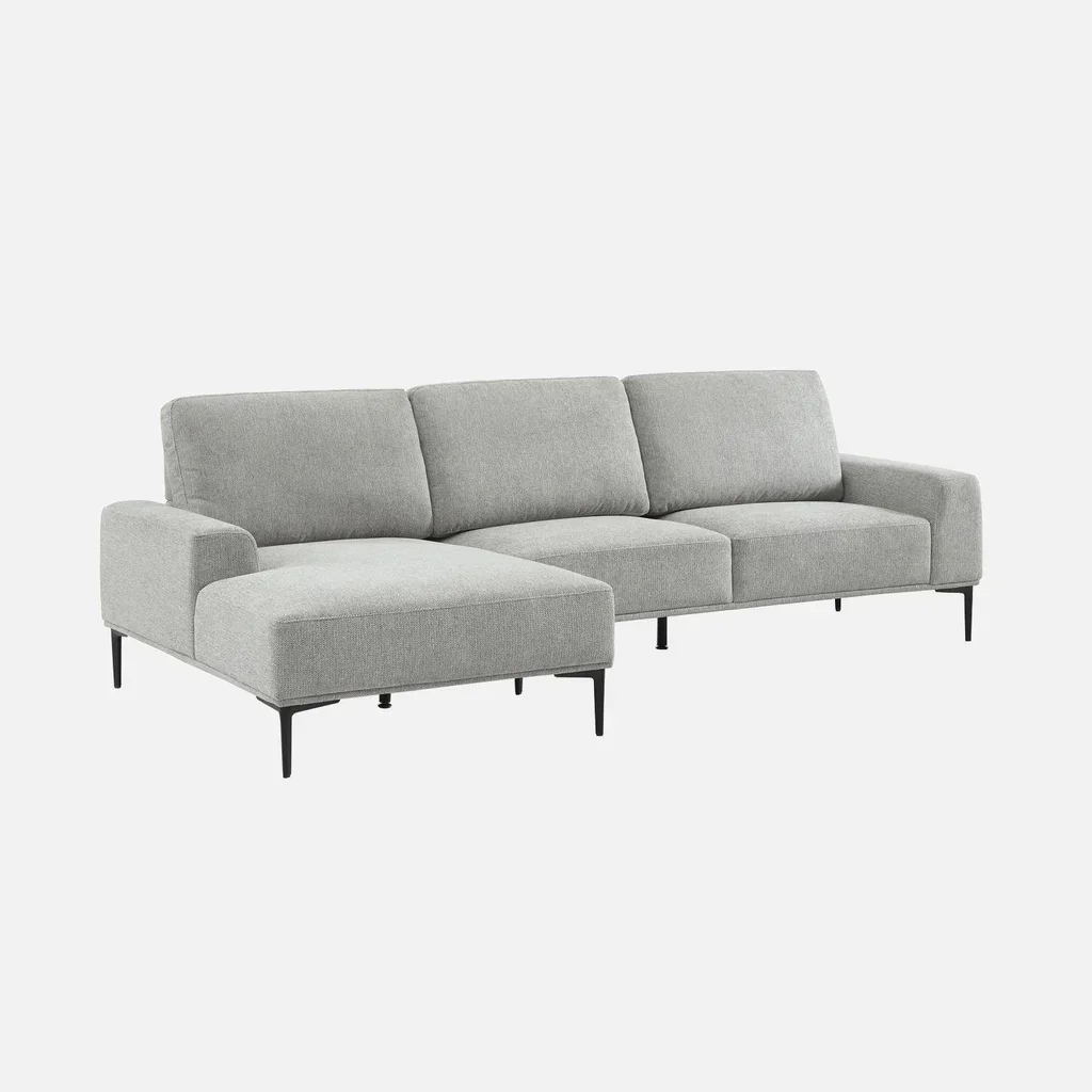 Left corner sofa 3 seater fabric chaise lounge contemporary