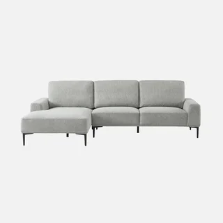 Sofá de canto esquerdo 3 lugares tecido chaise lounge contemporâneo