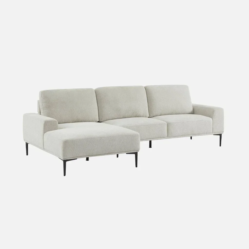 Left corner sofa 3 seater fabric chaise longue contemporary design