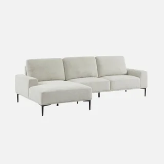 Sofá de canto esquerdo 3 lugares tecido chaise longue design contemporâneo