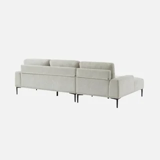 Sofá de canto esquerdo 3 lugares tecido chaise longue design contemporâneo