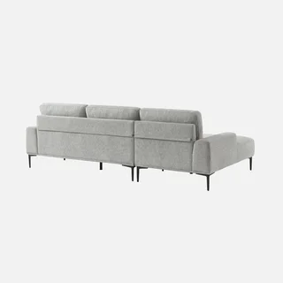Sofá de canto esquerdo 3 lugares tecido chaise lounge contemporâneo