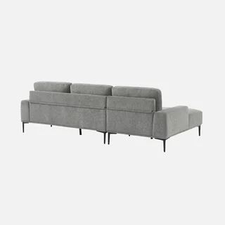 Sofá de canto esquerdo 3 lugares tecido chaise lounge contemporâneo