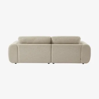 Sofá de canto esquerdo Zenio 3 lugares tecido design curvo chaise longue