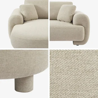 Sofá de canto esquerdo Zenio 3 lugares tecido design curvo chaise longue