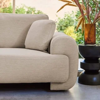 Sofá de canto esquerdo Zenio 3 lugares tecido design curvo chaise longue