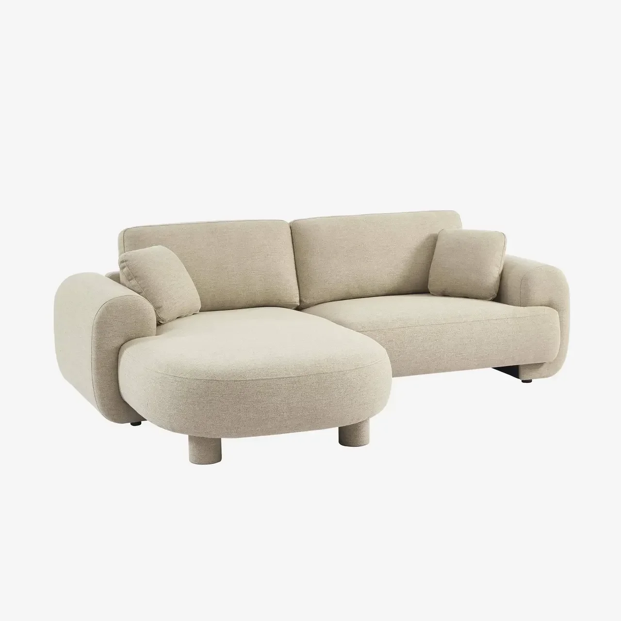 Sofá de canto esquerdo Zenio 3 lugares tecido design curvo chaise longue