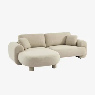 Sofá de canto esquerdo Zenio 3 lugares tecido design curvo chaise longue