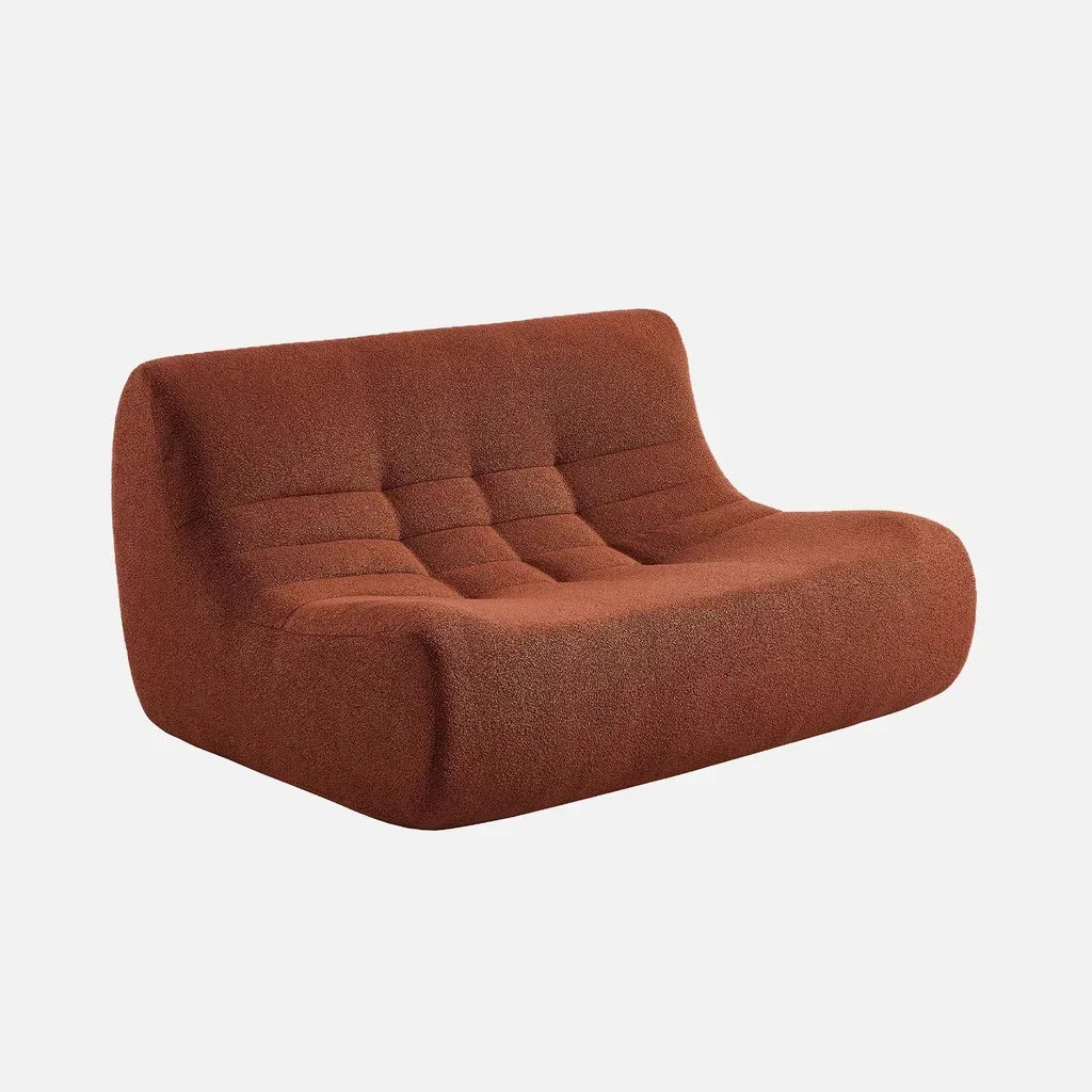 Modulares Ecksofa 5-Sitzer weiß Bouclé mit Fußhocker