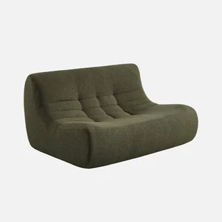 Modulares Ecksofa 5-Sitzer weiß Bouclé-Stoff mit Fußhocker Sokol