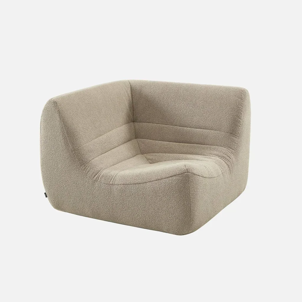 Modulares Ecksofa 5-Sitzer weiß Bouclé-Stoff mit Fußhocker Sokol
