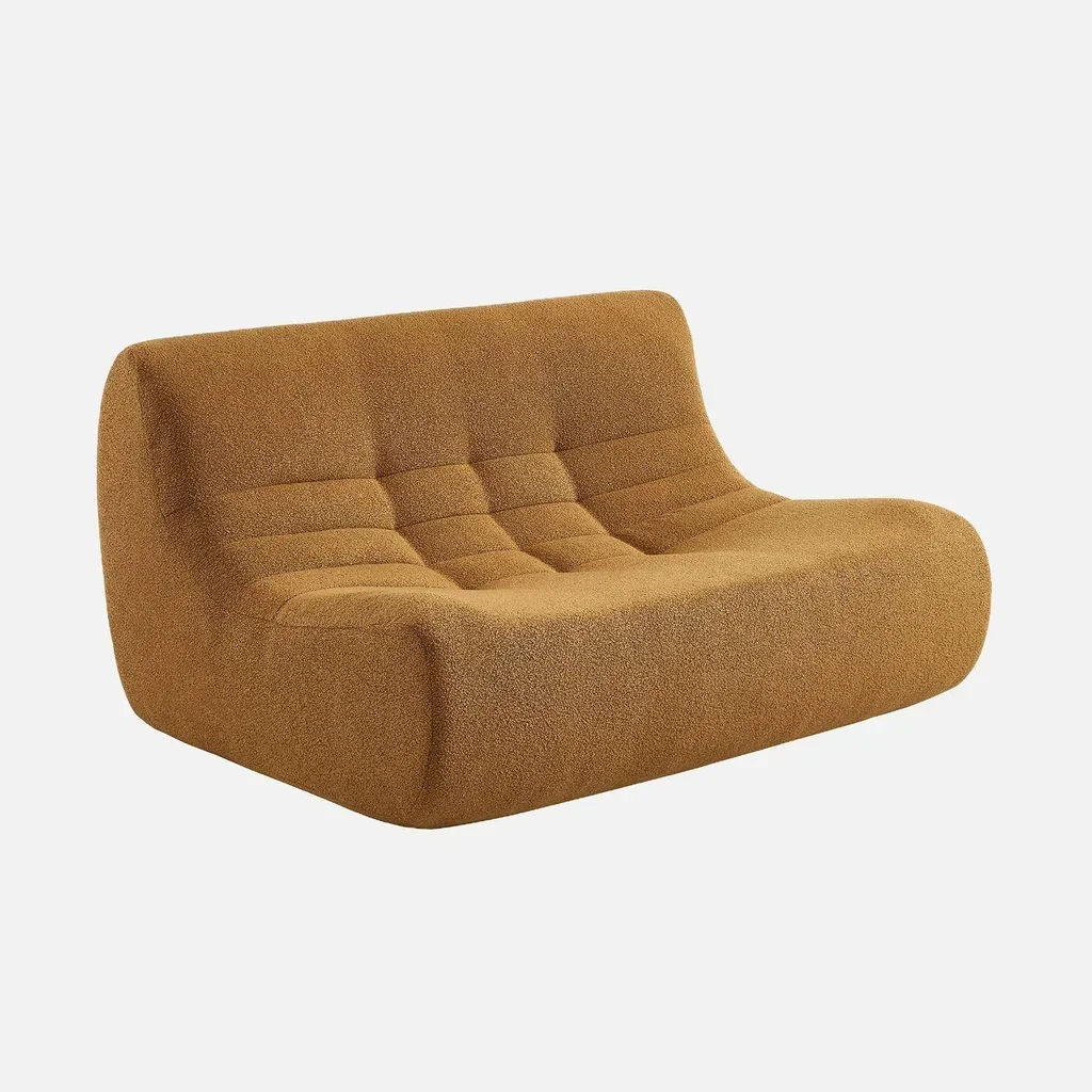Modulares Ecksofa 5-Sitzer strukturiert Bouclé Weiß mit Hocker Sokol