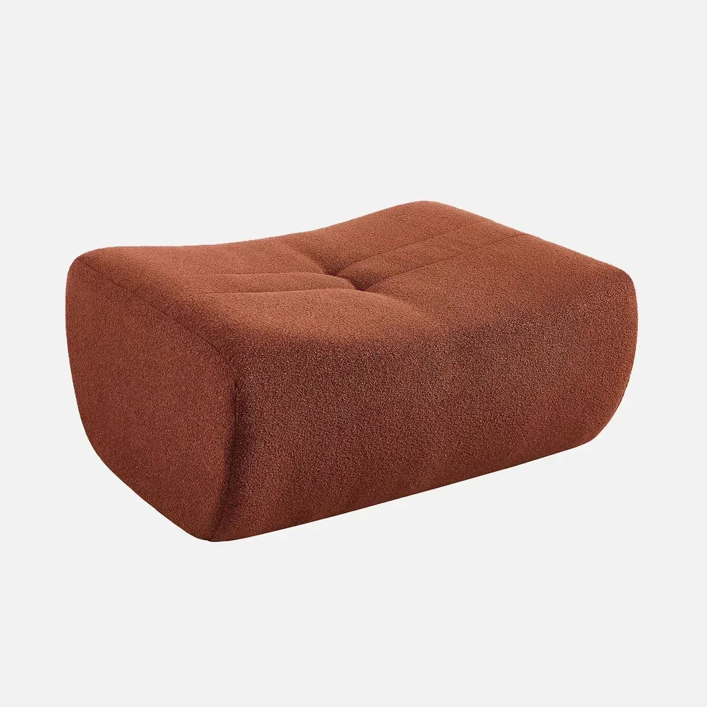 Modulares Ecksofa 5-Sitzer weiß Bouclé mit Fußhocker