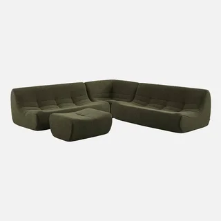 Modular Corner Sofa 7 Seater Boucle Textured Fabric with Footrest Sokol