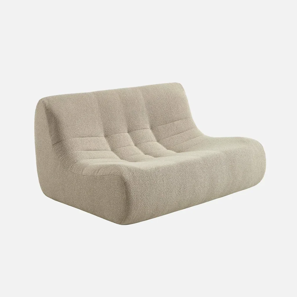 Modular corner sofa 7-seater boucle textured fabric with footrest Sokol