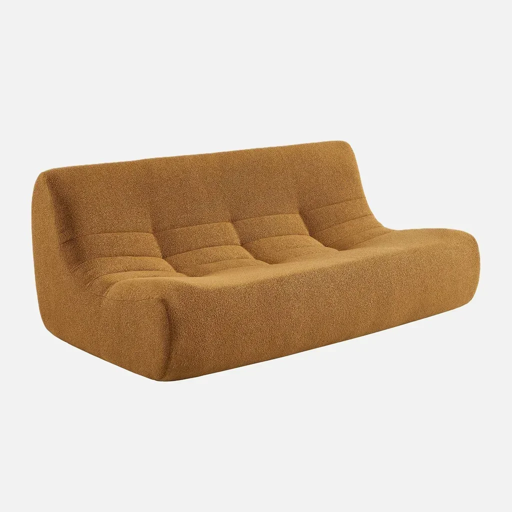 Modular corner sofa 7 seater textured boucle fabric with footstool