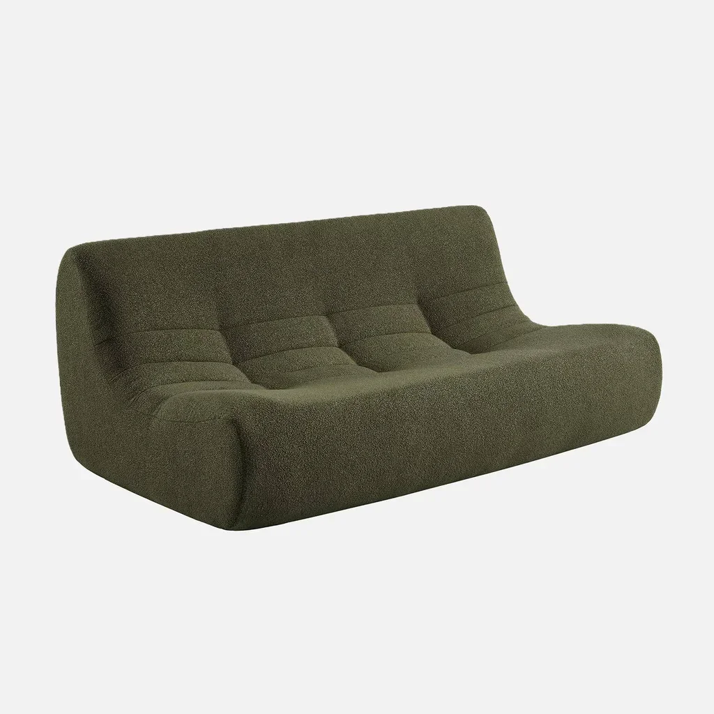Modular Corner Sofa 7 Seater Boucle Textured Fabric with Footrest Sokol