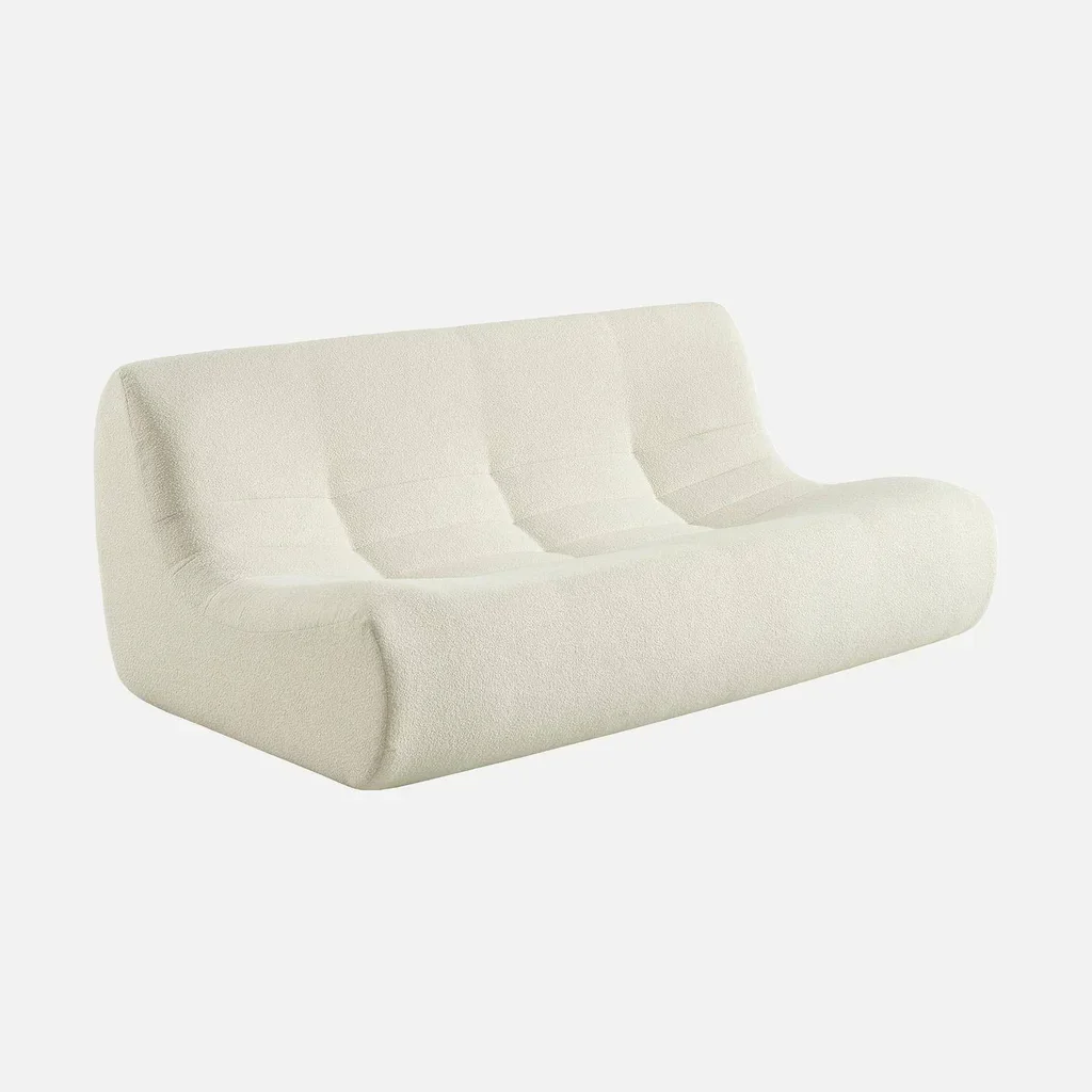 Modular Corner Sofa 7 Seater Boucle Textured Fabric with Footrest Sokol