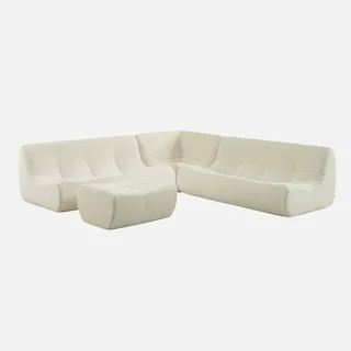 Modular Corner Sofa 7 Seater Boucle Textured Fabric with Footrest Sokol