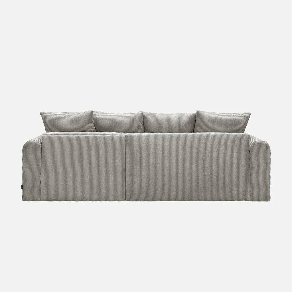 Canapé d'angle modulable convertible velours côtelé 3 places méridienne réversible Almo