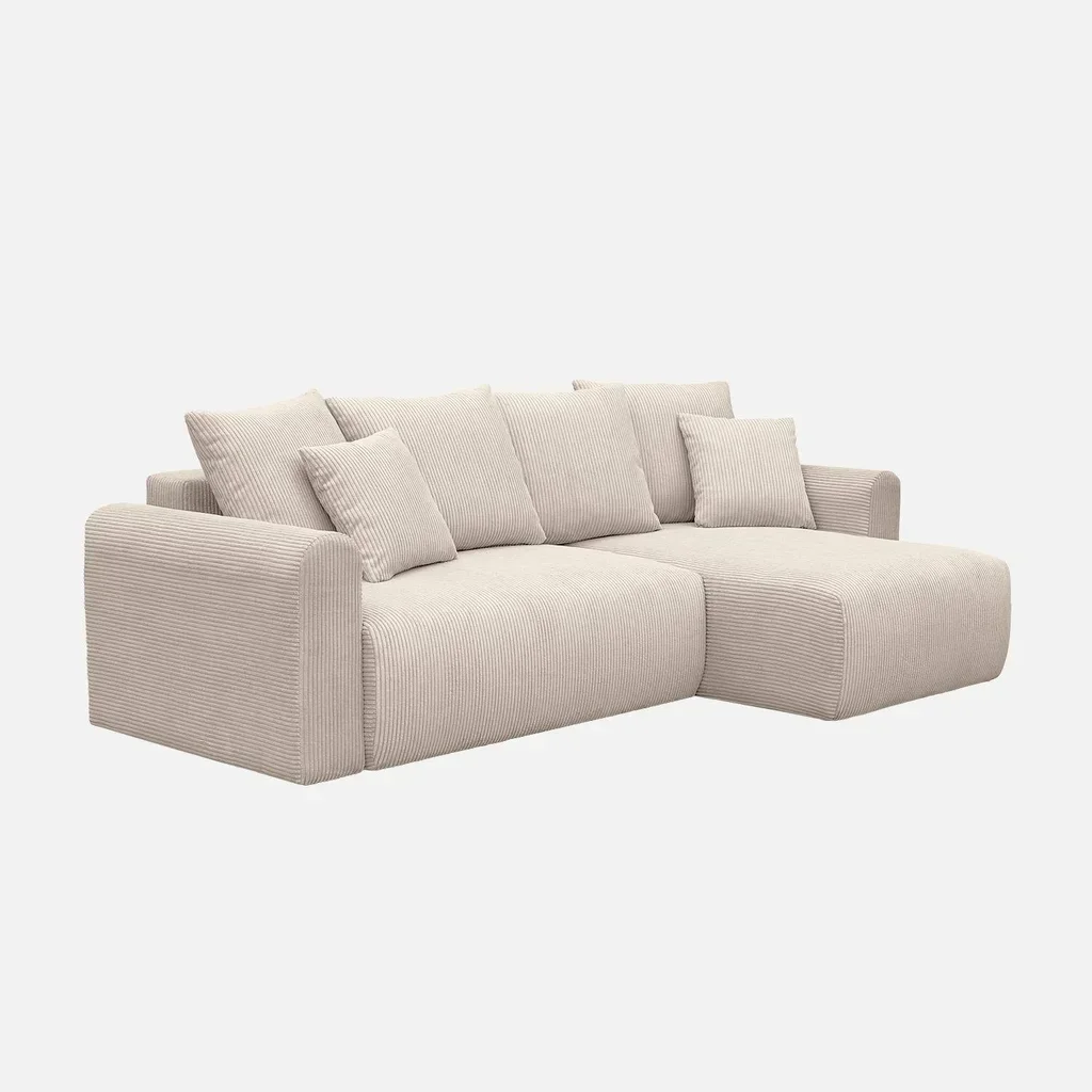 Canapé d'angle modulable convertible velours côtelé 3 places méridienne réversible