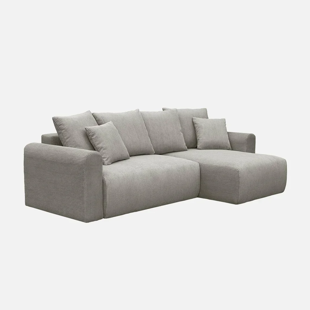 Canapé d'angle modulable convertible velours côtelé 3 places méridienne réversible Almo