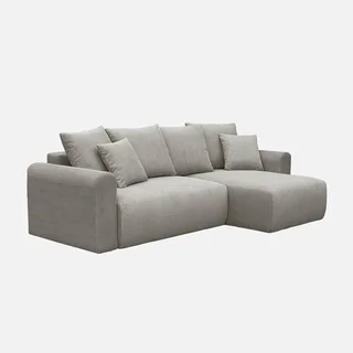 Canapé d'angle modulable convertible velours côtelé 3 places méridienne réversible Almo
