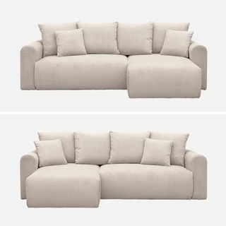Canapé d'angle modulable convertible velours côtelé 3 places méridienne réversible