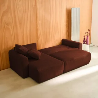 Canapé d'angle convertible velours côtelé 3 places méridienne réversible