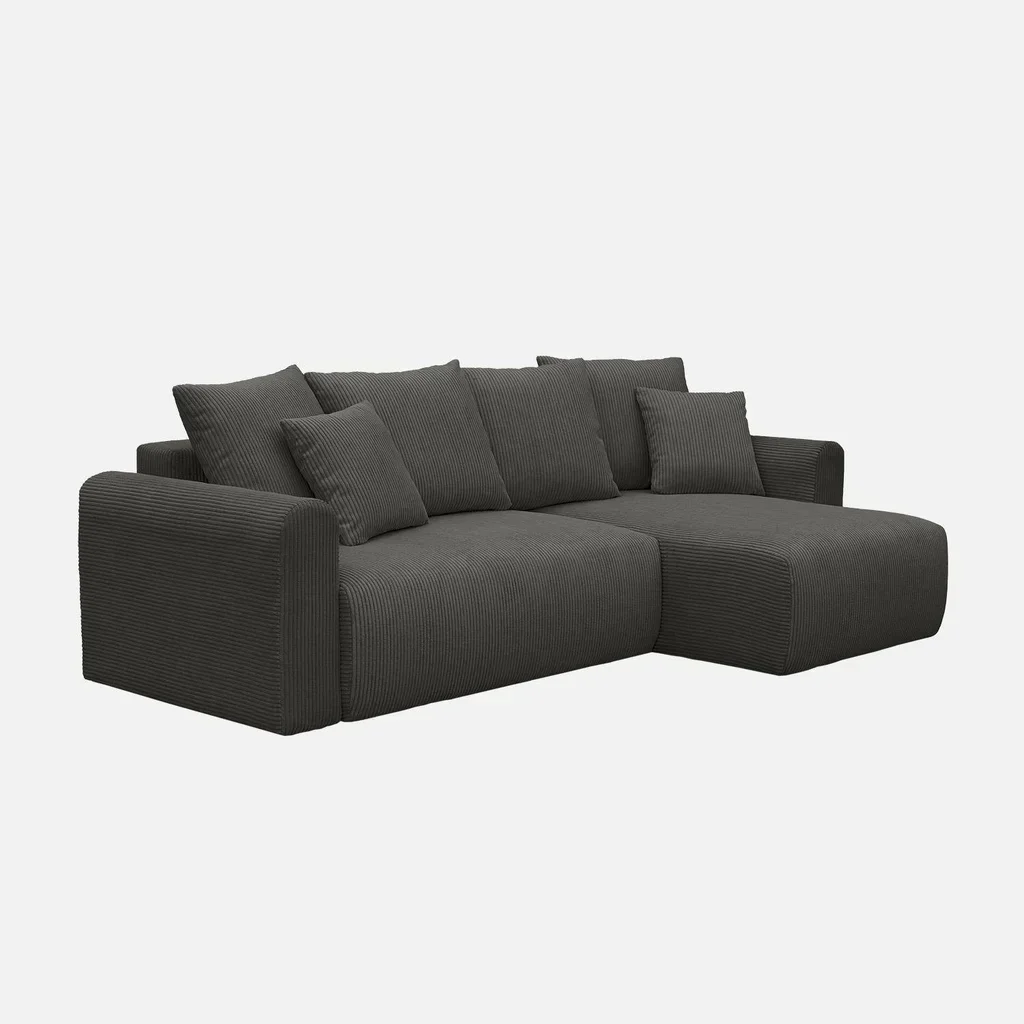 Canapé d'angle convertible velours côtelé 3 places méridienne réversible