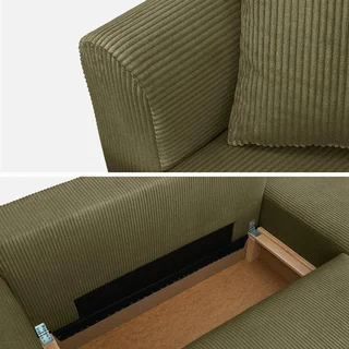 Canapé d'angle modulable convertible velours côtelé 3 places méridienne réversible Almo