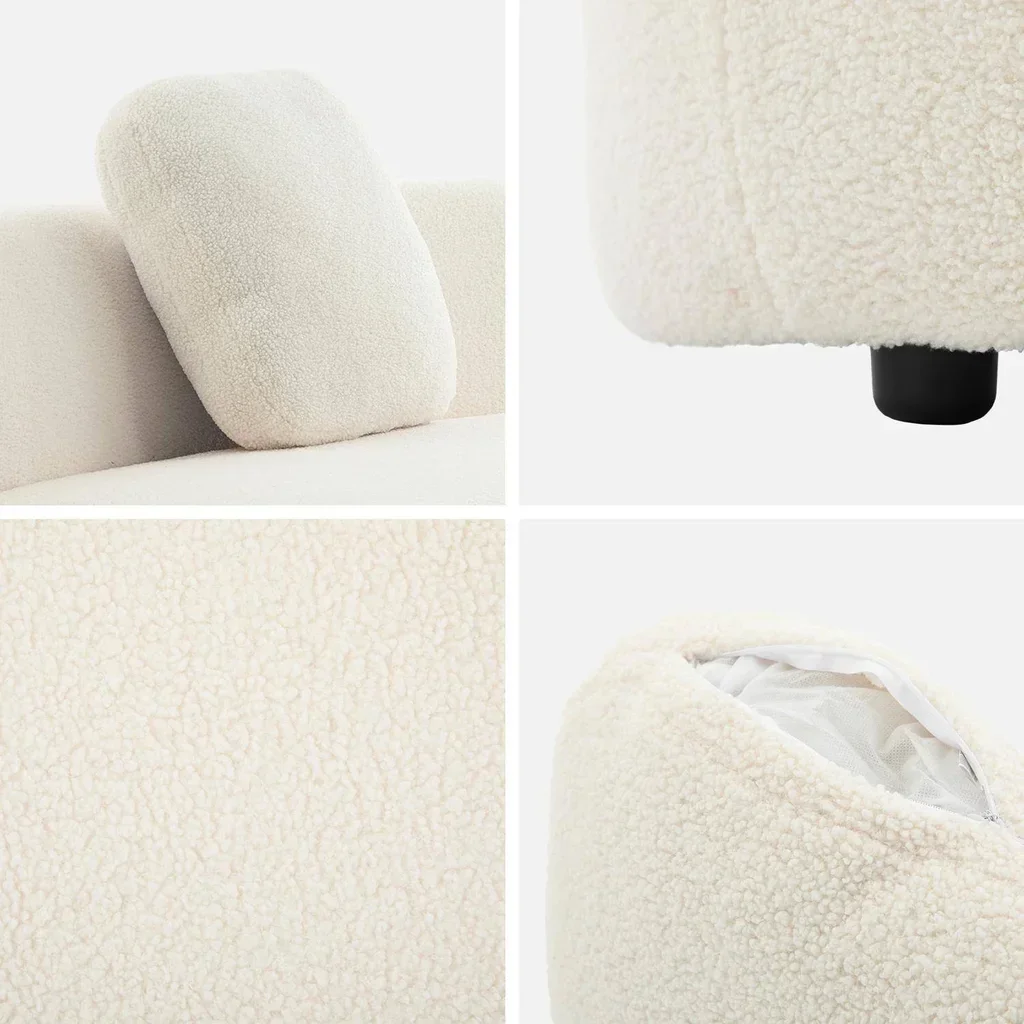5-Sitzer organisches geschwungenes Bouclé modulares Ecksofa