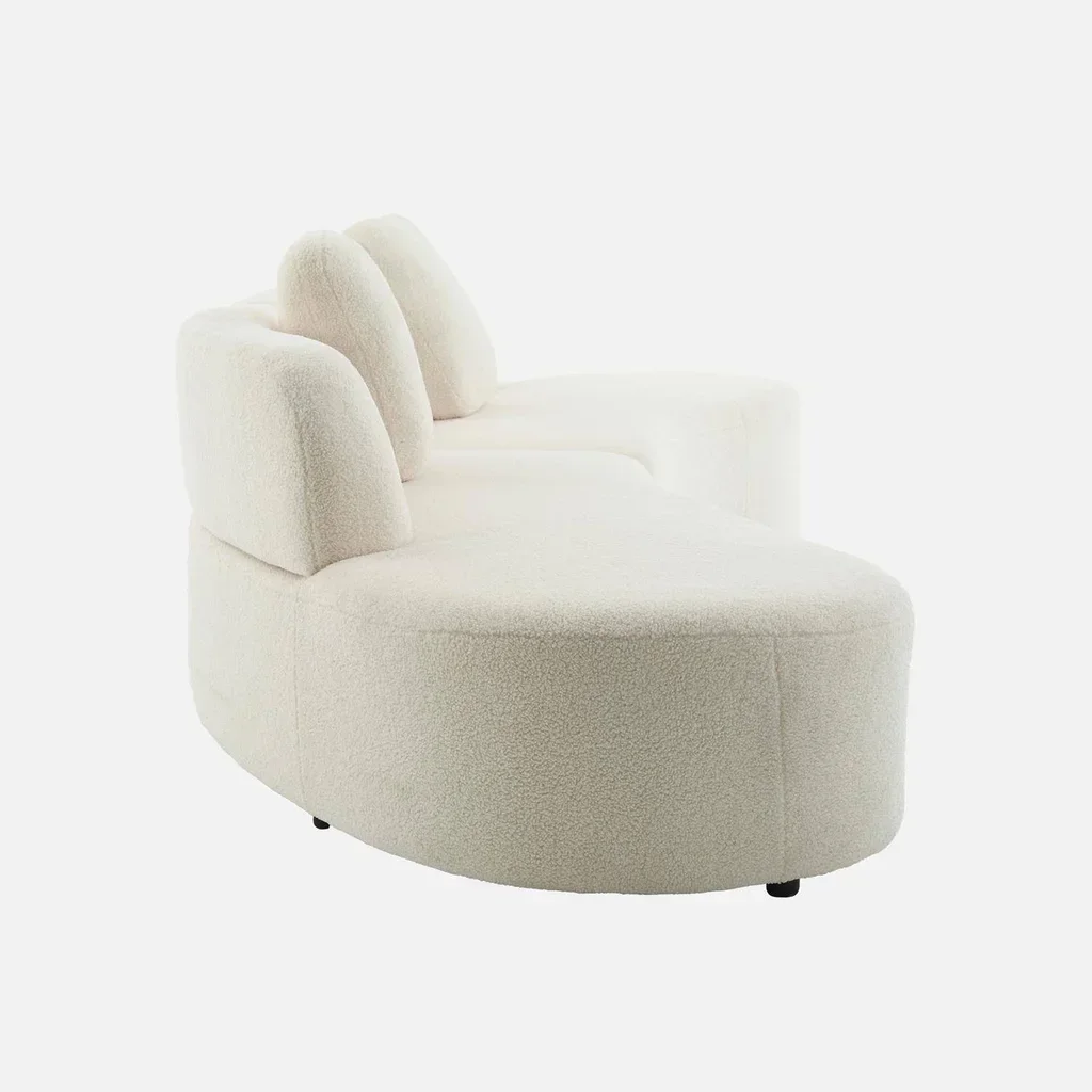 5-Sitzer organisches geschwungenes Bouclé modulares Ecksofa