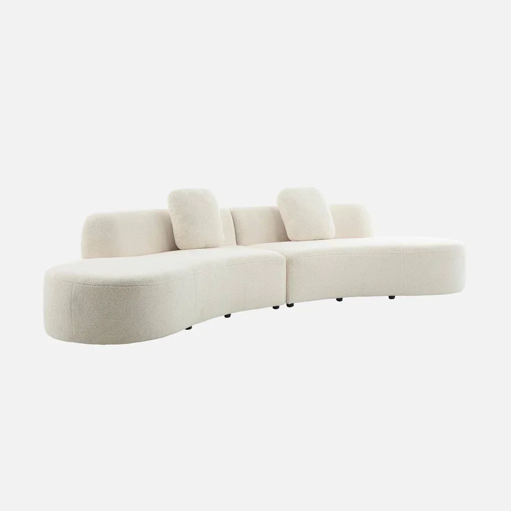 5-Sitzer organisches geschwungenes Bouclé modulares Ecksofa