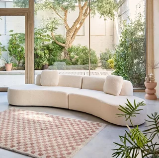 5-seat organic curved boucle modular corner sofa