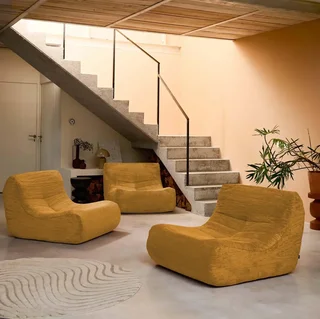 Canapé chauffeuse 3 places velours côtelé Sokol confort moelleux