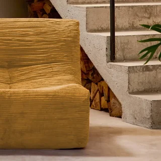 Canapé chauffeuse 3 places velours côtelé Sokol confort moelleux