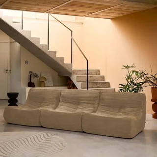 Canapé chauffeuse 3 places velours côtelé Sokol confort moelleux