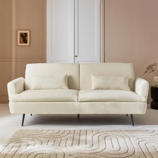 Schlafsofa 2-3 Sitzer Bouclé Stoff Skandinavischer Stil John