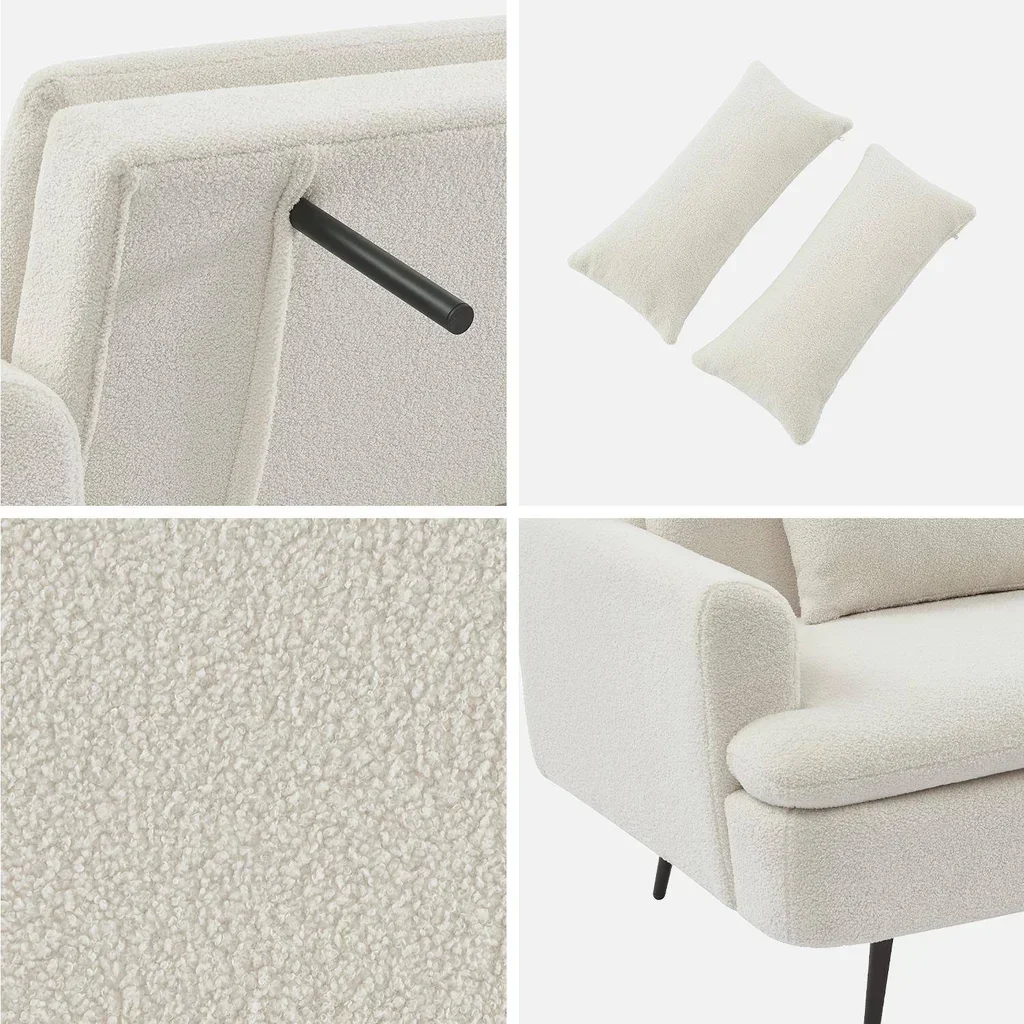 Schlafsofa 2-3 Sitzer Bouclé Stoff Skandinavischer Stil John