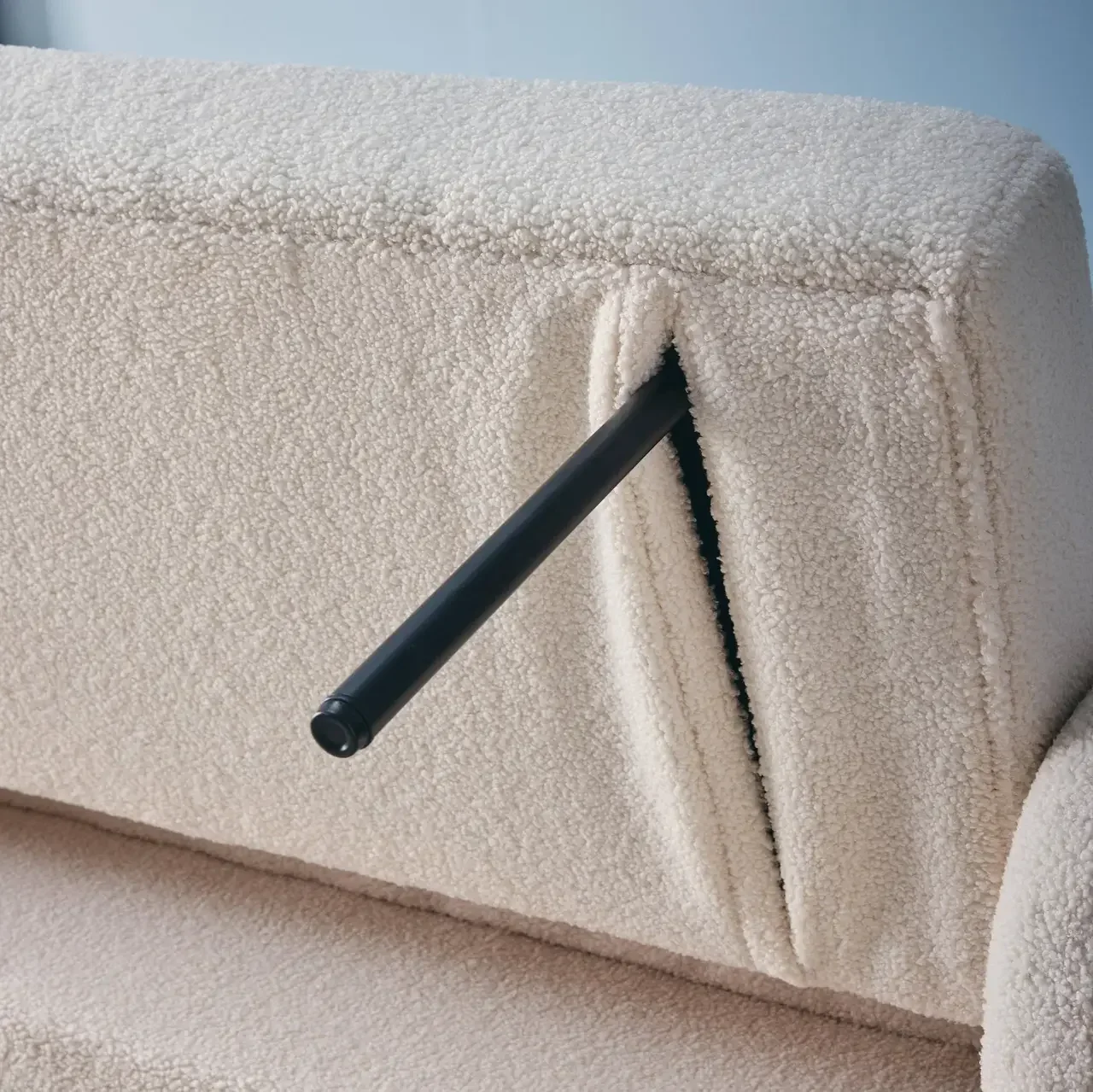 2-Sitzer Schlafsofa Lino Creme Bouclé - Gemütliches zeitgenössisches Wohnzimmer