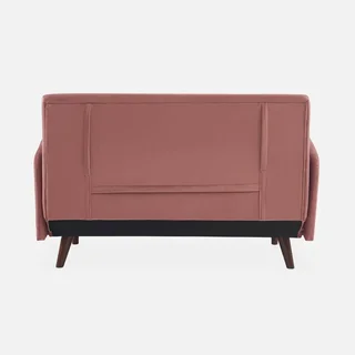 2-Sitzer Schlafsofa grüner Samt Panam Holzfüße