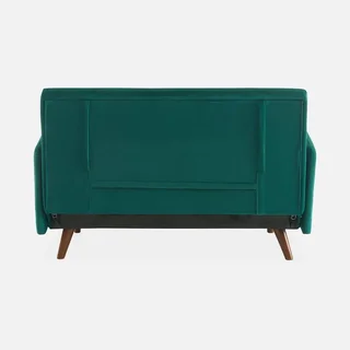 2-Sitzer Schlafsofa Samt Grün Panam mit Holzfüßen