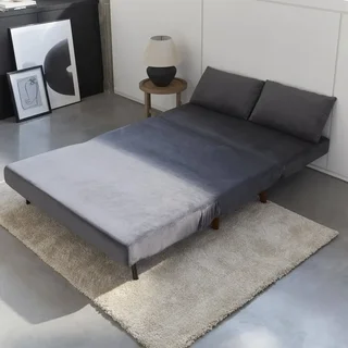 Divano Letto 2 Posti Velluto Grigio Scandinavo Guesta