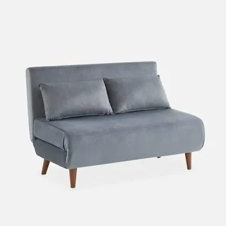 Divano Letto 2 Posti Velluto Grigio Scandinavo Guesta