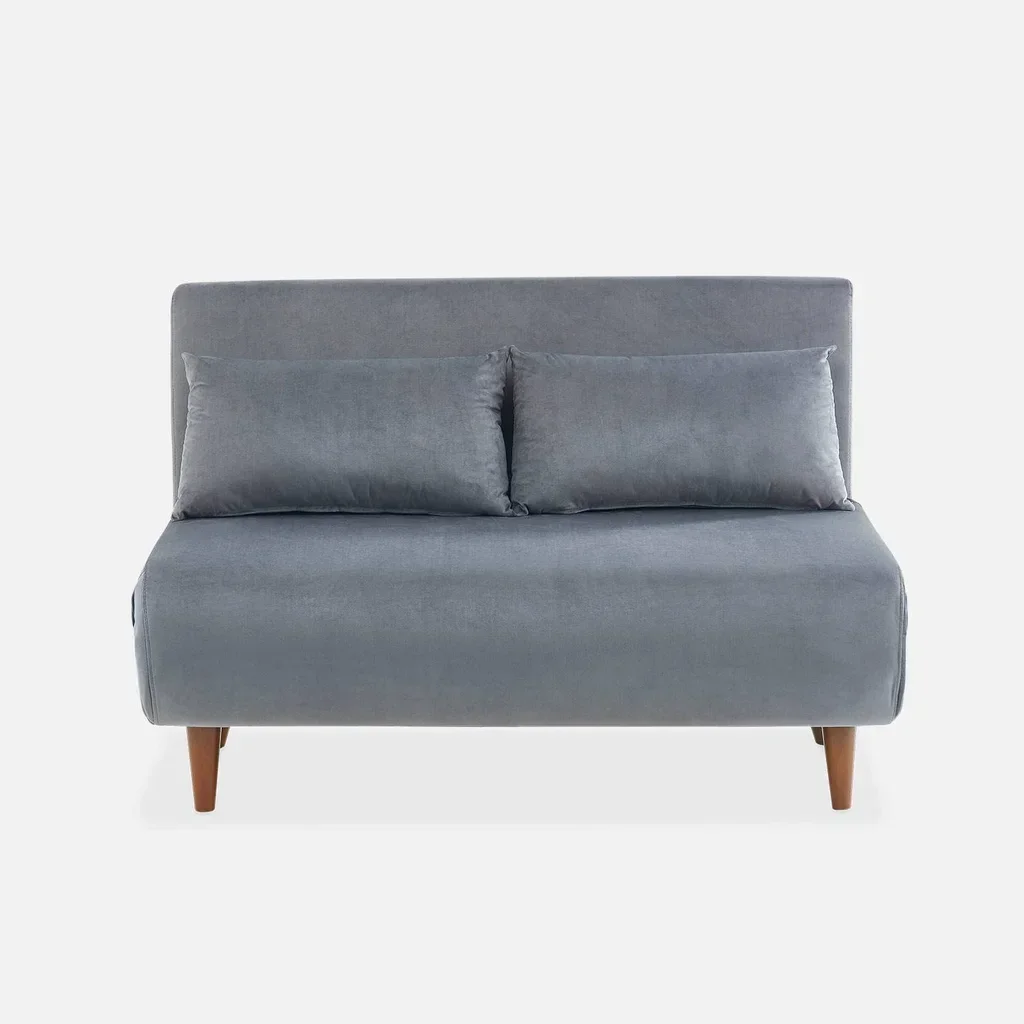 Sofá Cama 2 Plazas Terciopelo Gris Escandinavo Guesta